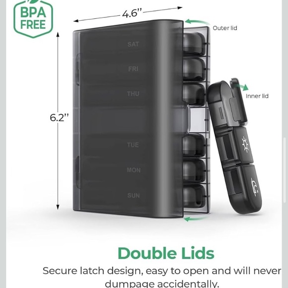 BPA Free 3x/day Weekly Pill / Craft Organizer & case, durable travel light-proof - Picture 4 of 10